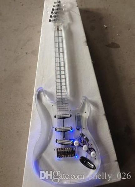 

new style led light electric guitar with acrylic body korean quality pickups guitarra guitars