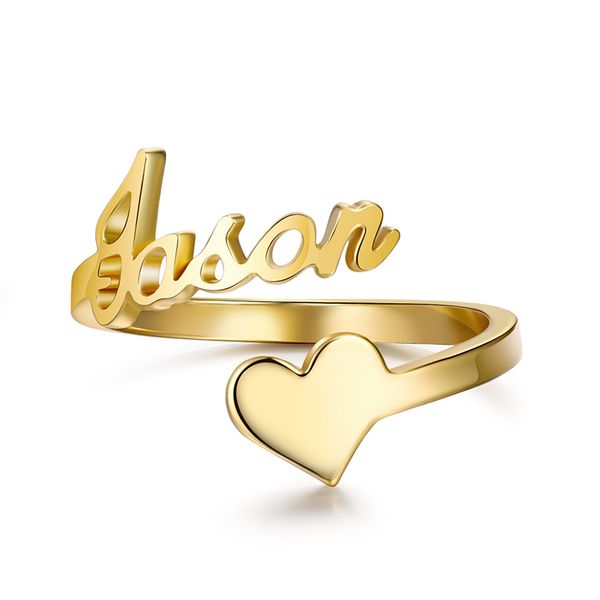 

dodoai rose /gold color heart name ring letter rings custom personalized love heart ring for women friends wedding gift, Golden;silver