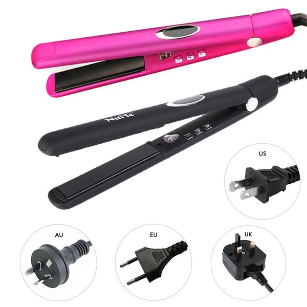 

salon hair infrared negative ions function flat iron tourmaline ceramic plate professional hair straightener, Black