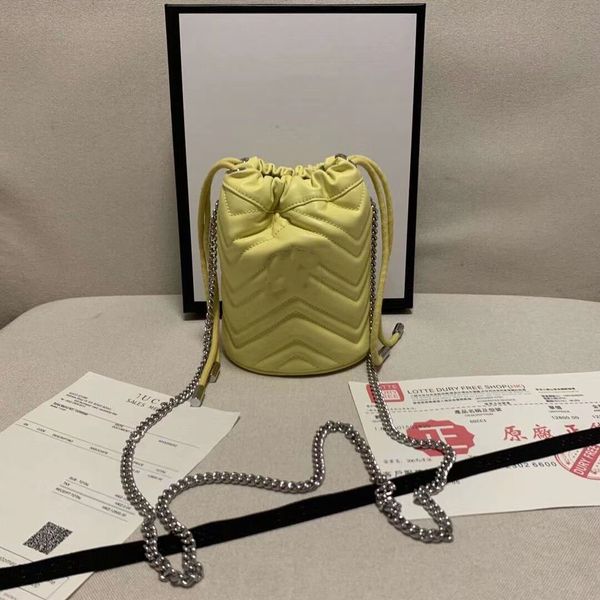 

deisgner famous mini yellow bucket ladies letter pure color messenger bag shoulder bag cross body fashion chain cowhide leather cash sale