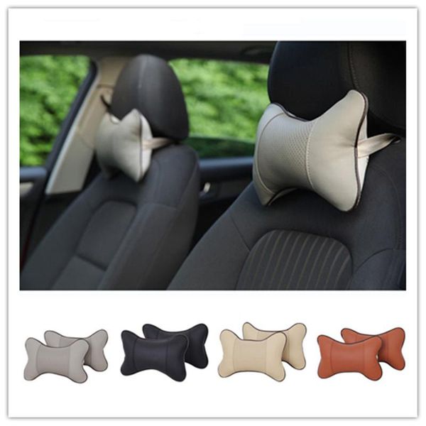 

1 pcs car seat pu leather pillow soft headrest pillow support cushion pad memory foam head neck protector for auto car