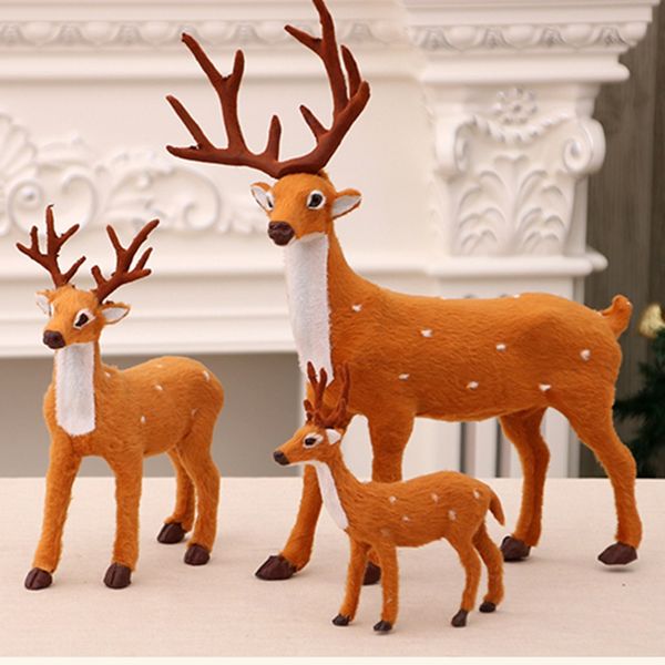 

christmas deer decoration plush reindeer furry deer 3 size home christmas ornament happy new year gift