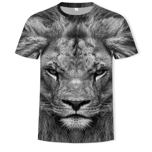 

mens designer summer round collar short sleeve lion 3d digital printing t-shirt trend, White;black