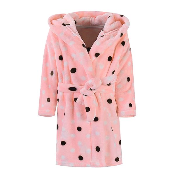 

children's baby print flannel bathrobes hoodie towel pajamas night gown baby bathrobe kids baby boys girls bath robe#2, Blue;red