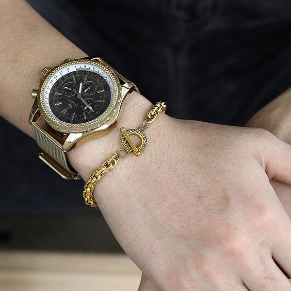 

6мм голдфилд браслет из нержавеющей стали для мужчин женщины витой кабель link chain переключить уникальный дизайн dropshipping ювелирные из, Black