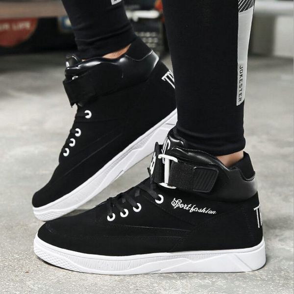 

men flats sneakers shoes black white men boots hip hop shoes high casual