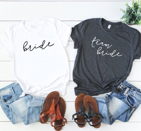 

paddy design bachelorette party bridesmaid team bride t-shirt bridal wedding letter printed women tee tumblr casual t shirt, White