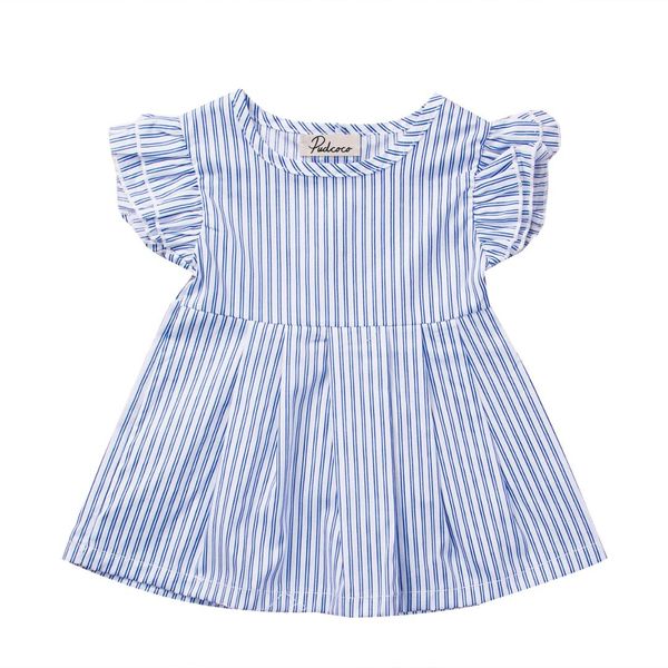 

лето 2017 милый новорожденный ребенок девочка полосатое платье гофрированный рукав мини-платье младенец 0-24м, Red;yellow