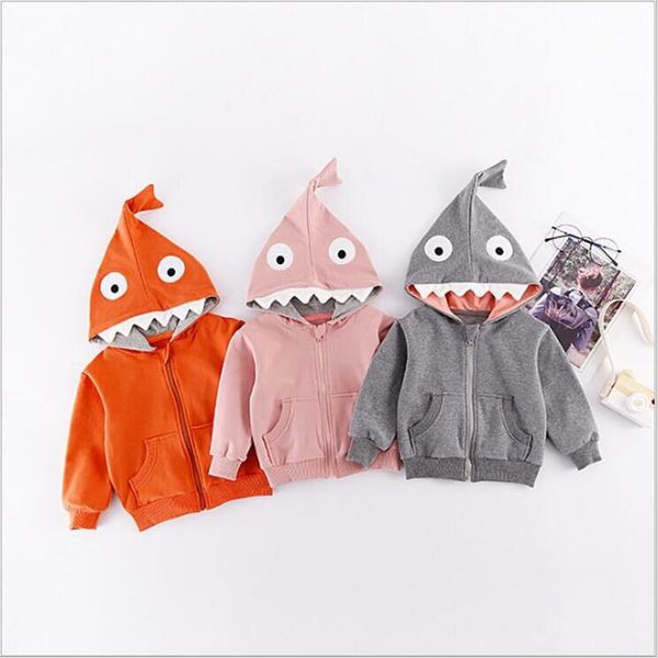 Kinder Cartoon Shark Hoodies Mädchen Zipper Mit Kapuze Mantel Jungen Frühling Jacken Tops Baby Casual Herbst Oberbekleidung Jumper Outwear Baby Kleidung B7268