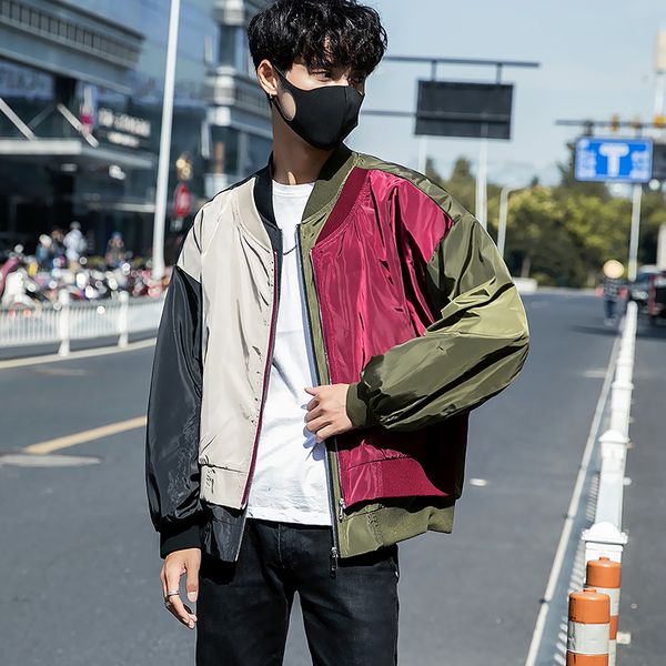 

men's casual jacket japanese street shoot original casual colorblock cardigan spring men's trend jackets, Black;brown