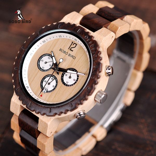 

bobo bird wooden watch men relogio masculino chronograph quartz watches great gift for men, Slivery;brown