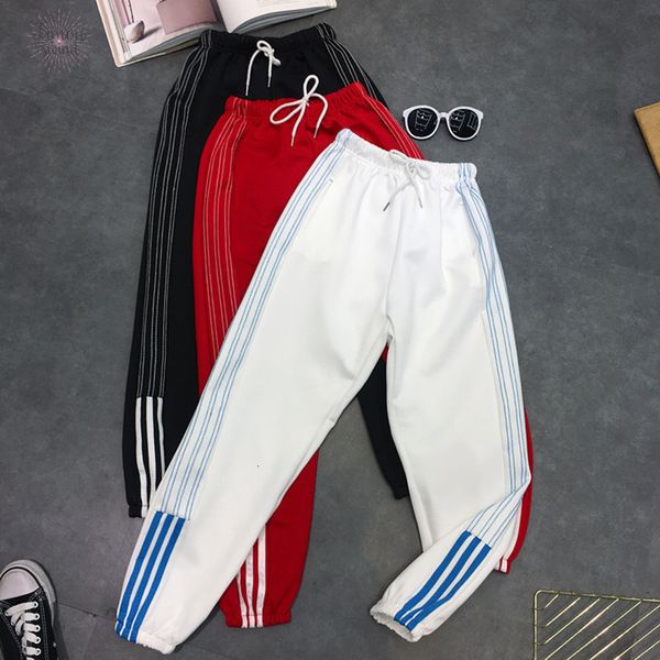 

harem pants hip polyester hop size s 2xl loose beam legs solid color ankle length pants womens couple harajuku fashion, Black;white