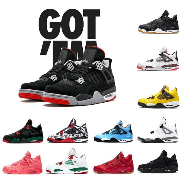 

with box 4 travis scotts cactus jack black gum 2019 bred basketball shoes men tattoo oreo raptors thunder fire red j4 sneakers