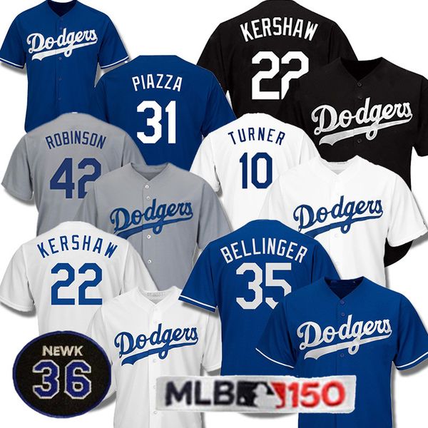 

Dodgers jersey 35 Cody Bellinger Los Angeles 22 Clayton Kershaw 10 Justin Turner 14 Enrique Hernandez 31 Mike Piazza 150th Anniversar