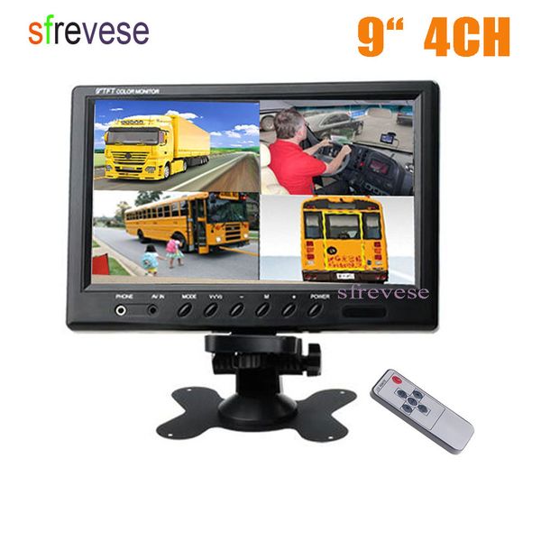 

vehicle car rear view 9" lcd monitor 4ch quad split screen for bus truck caravan motorhome camper 12v-24v
