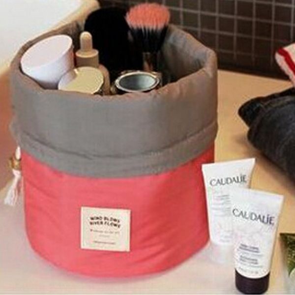 

cylinder storage cosmetic bag large capacity waterproof drawstring multifunctional travel storage bag