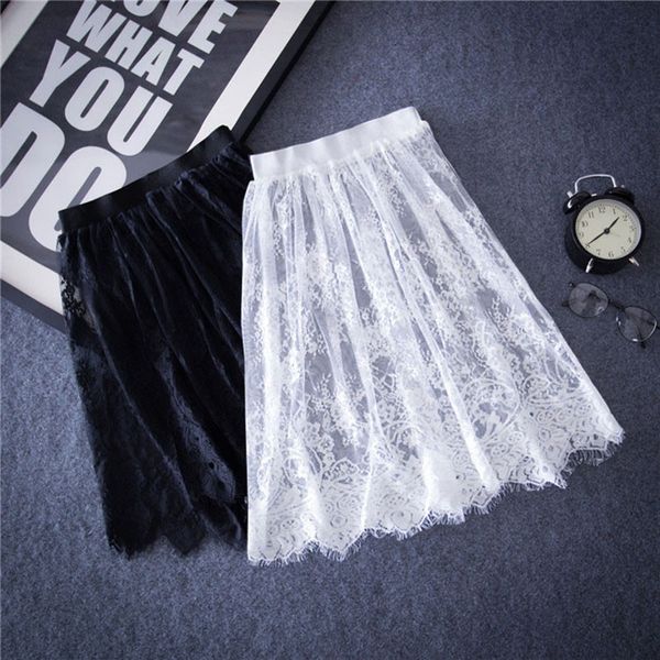 

skirts for women white skirt summer autumn women lace skirts chic floral lace solid casual mesh tulle skirt hollow out short black
