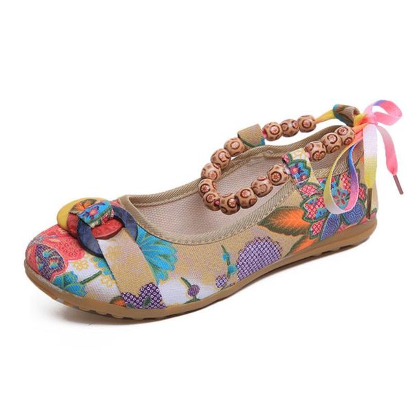 

yourseason women lace up string bead flats 2020 autumn summer round toe floral leisure concise handmade shallow mary janes shoes, Black