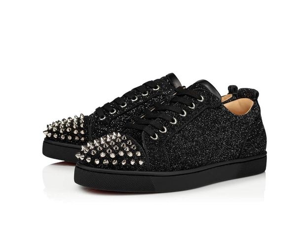 

20s black scintillate star men's flats red soles sneakers junior spiked low shoes glitter suede leather junior spikes orlato wholesale