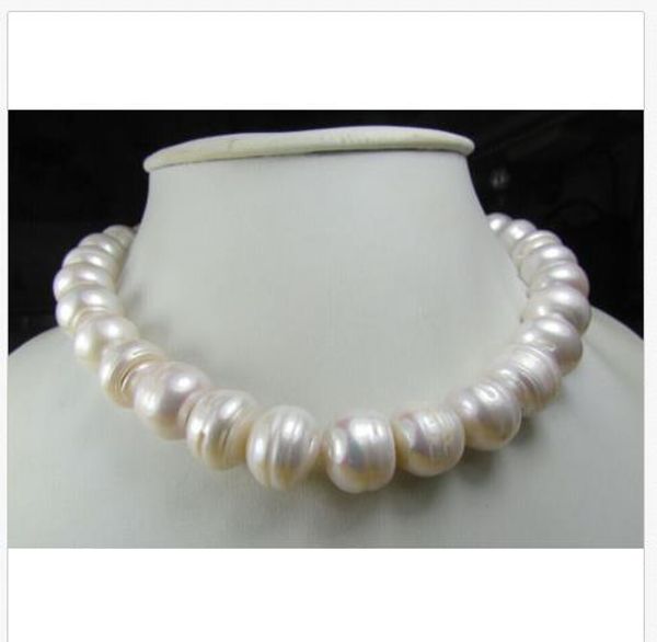 

huge 10-12mm natural south sea white pearl necklace 18" 18k gp clasp aaaa4, Silver