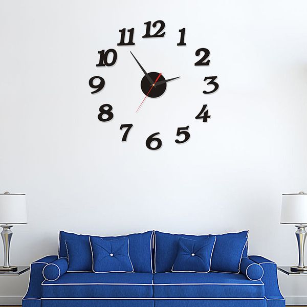 

modern large wall clock 3d mirror sticker unique big number watch diy decor wall clock art sticker decal home modern decoration