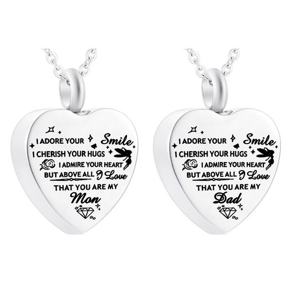 

cremation jewelry heart shape stainless steel keepsake memorial urn necklace for ashes i love you forever round memorial pendant, Silver