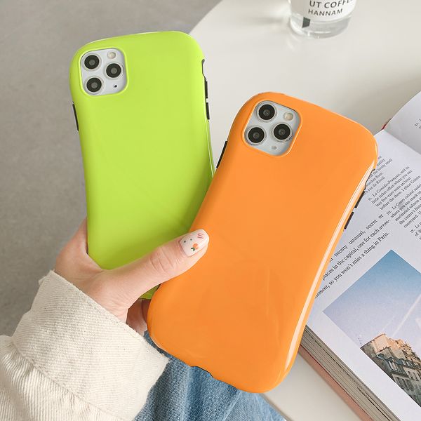 

cute fluorescent solid color phone case for iphone 11 pro max xr xs max 7 8 plus x soft imd embowed back cover case gift