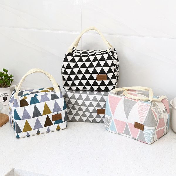 

shujin portable lunch bags for women kids insulated canvas box tote bag thermal cooler lunch bags box functional tote bag, Blue;pink