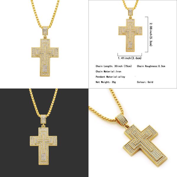 

hip-hop cross diamond pendant luxurious full drill hip-hop necklace ornaments necklaces vintage flower necklace swarovski crystals, Silver