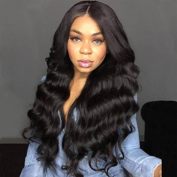 

silky body wave полный парик шнурка 100% необработанные бразильский человеческих волос фронта шнурка париков pre щипковых hairline натуральн, Black;brown