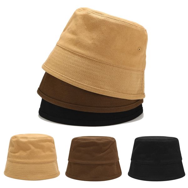 

fashion men and women solid color retro bucket hat basin hat cotton fisherman shade outdoor fashion harajuku student