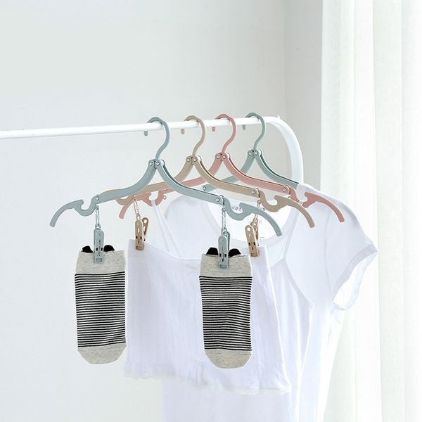 

wheat-straw folding clothing hanger travel portable hanger with clips household storage accessories for home clothing