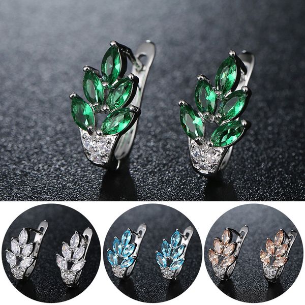 

fashion women's zircon stone earrings flower crystal ear studs earrings for women wedding party gift earring, Golden;silver