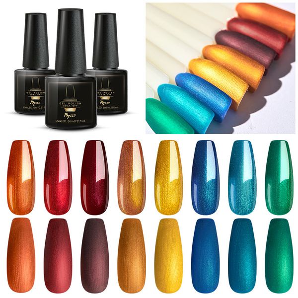 

mtssii metallic mirror effect nail gel polish soak off nail polish gel vernish semi permanent art enamel lacquer, Red;pink