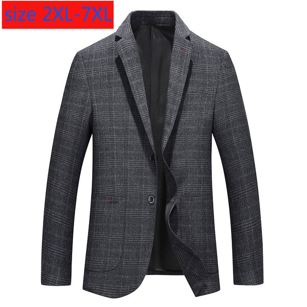 

new autumn men super large outerwear fashion printed grid single breasted casual mens suit jacket blazers plus size 2xl-6xl 7xl, White;black