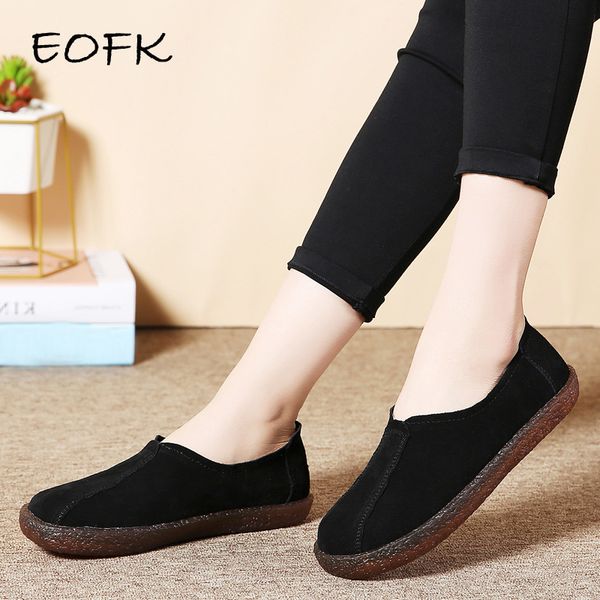 

eofk women flats shoes woman casual flat shoes women's loafers comfortable spring autumn slip on ladies driving moccasions, Black