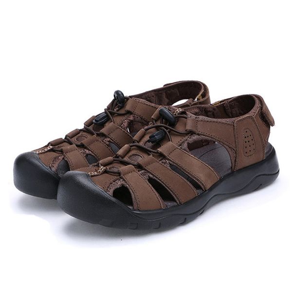 

classic soft sandals comfortable men summer shoes cow leather sandals men roman comfortable men footwear, Black