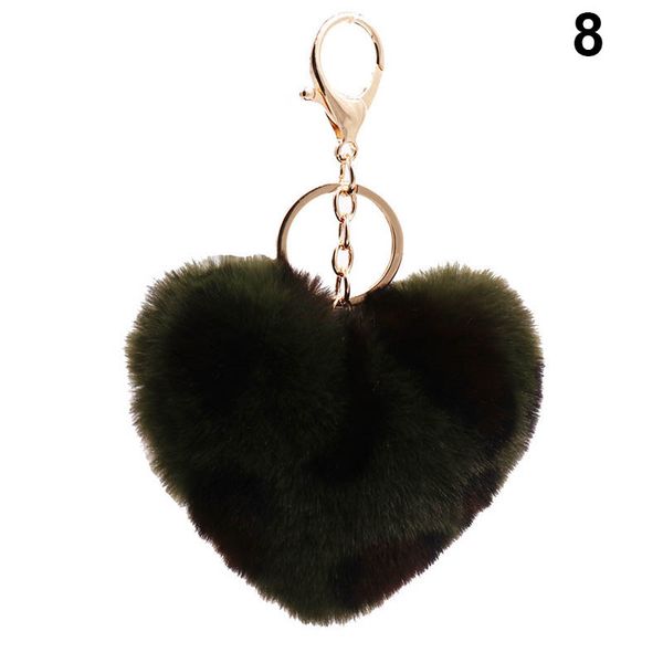 

love heart pompom ball keychains leopard print women bag pendant car key ring chain @m23, Silver