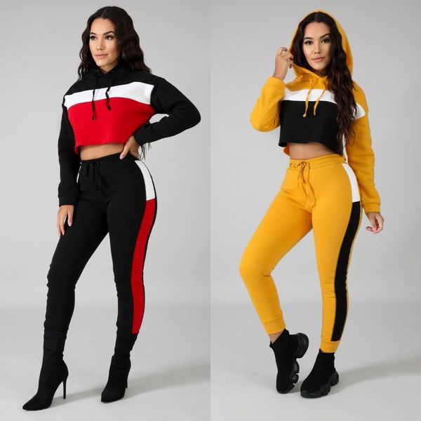 

2019 women's sportswear two piece set2019 contrast color two piece set, Gray