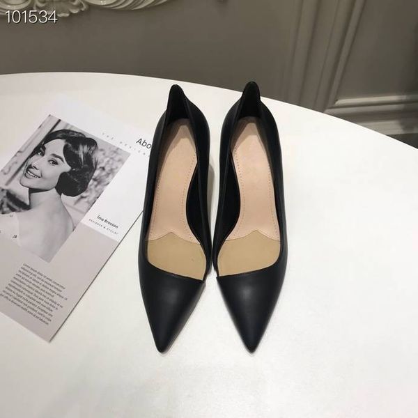 

2019 new arrival fashion women shoes solid dress shoes luxury designer genuine leather high heels shoes size:35-39, Black