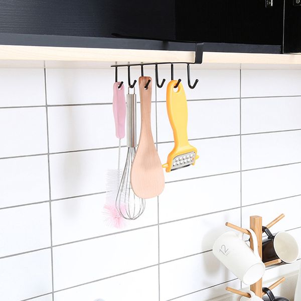 

under cabinet hanger rack 6 hooks kitchen cupboard storage cupboard shelf hook dtt88