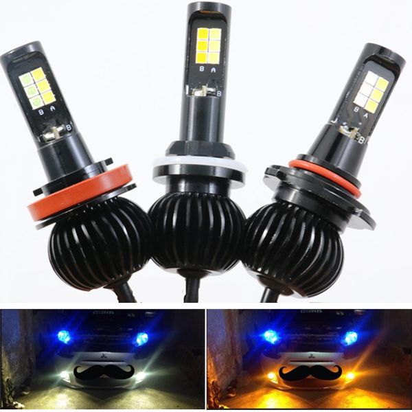 

h1 led h3 h7 h11 h8 9005 9006 hb3 hb4 h27 880 881 car fog drl bulb dual color white yellow blue / ice blue 12v 2600lm 6000k