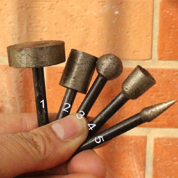 

6mm shank diamond grinding heads sintering mounted points t ball cone cylindrical wheel stone carving grinding polishing tools
