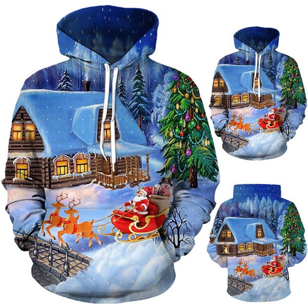 

mens 3d printed christmas pullover long sleeve hooded sweatshirt blouse, White;black