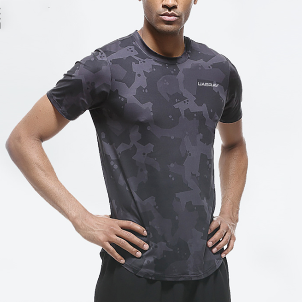 

taobo camouflage running t shirts men's summer slim fit sports shirt men large size fitness short sleeve polyester gym, Black;blue
