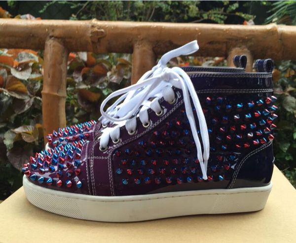 

drop shipping casual 2018 wholesale luxury men high black wire mesh with spikes casual shoes red bottom sneakers,unis t07