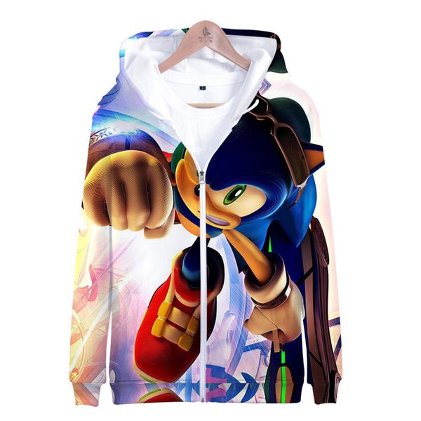 

sonic 3d new fashion zipper hoodies casual long sleeve sweatshirt 3d boy/girl clothes 2019 parent-child thin style cartoon coat, Blue