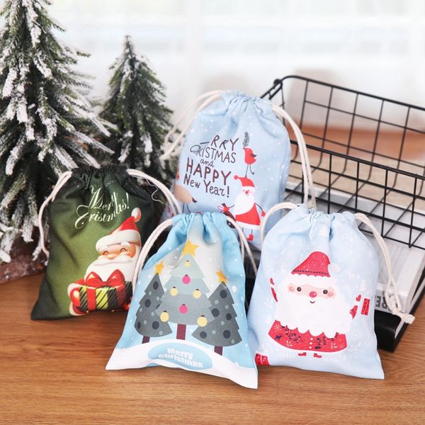 

christmas gift bag canvas bag santa sack drawstring bags with reindeers santa claus sack bags for kid candy gift organizer bag dbc vt0733