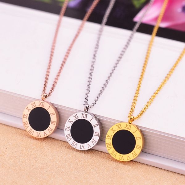 

мода титана из нержавеющей стали римская цифра ожерелье черный кулон белый shell длинные ожерелья цепи для женщин мужчины пара ювелирные изд, Silver