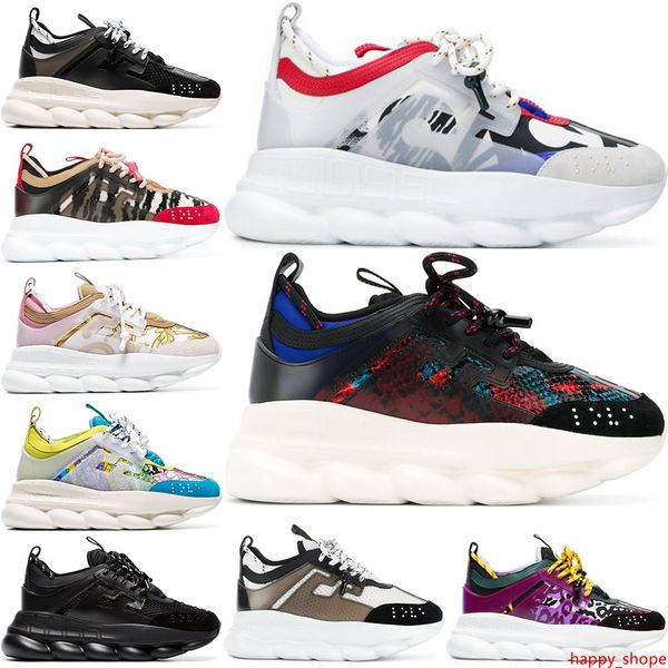 

2020 chain reaction luxury designer shoes men women sneakers snow leopard black white mesh rubber leather fashion women casual shoes 36-45
